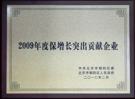 “2009年度保增长突出贡献企业”奖牌